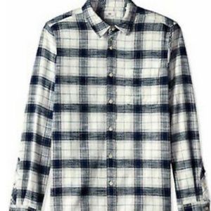 Adriano Goldschmied shirts by AG Men’s Button Down Plaid flannel Cream/Blue sz S